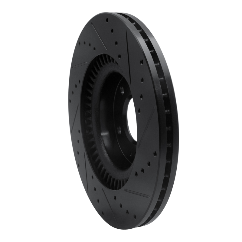 Hyundai Genesis Coupe Brake Rotor (1) - Front Left - R1 Concepts - Drilled & Slotted - Black - `10-`16